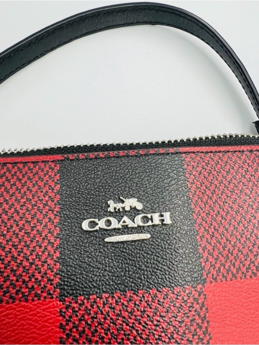 Like New! COACH Nolita 15 Red Black Buffalo Plaid ❤️ Mini Bag - Picture 7 of 8